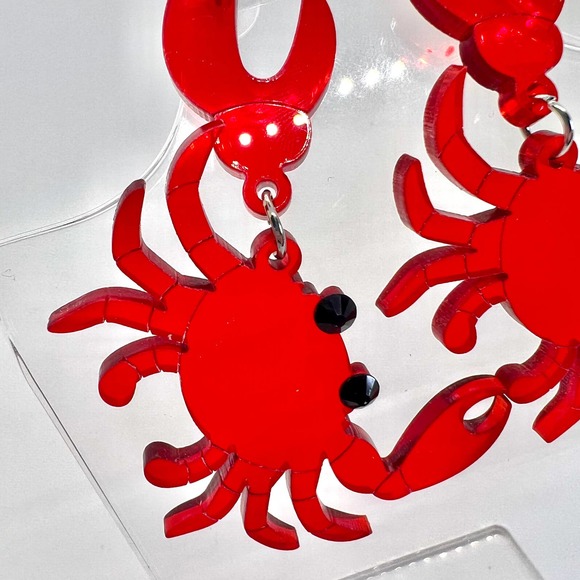 Red Crab Earrings - Cajun Earrings - Louisiana Earrings - Statement Earrings - Picture 4 of 11